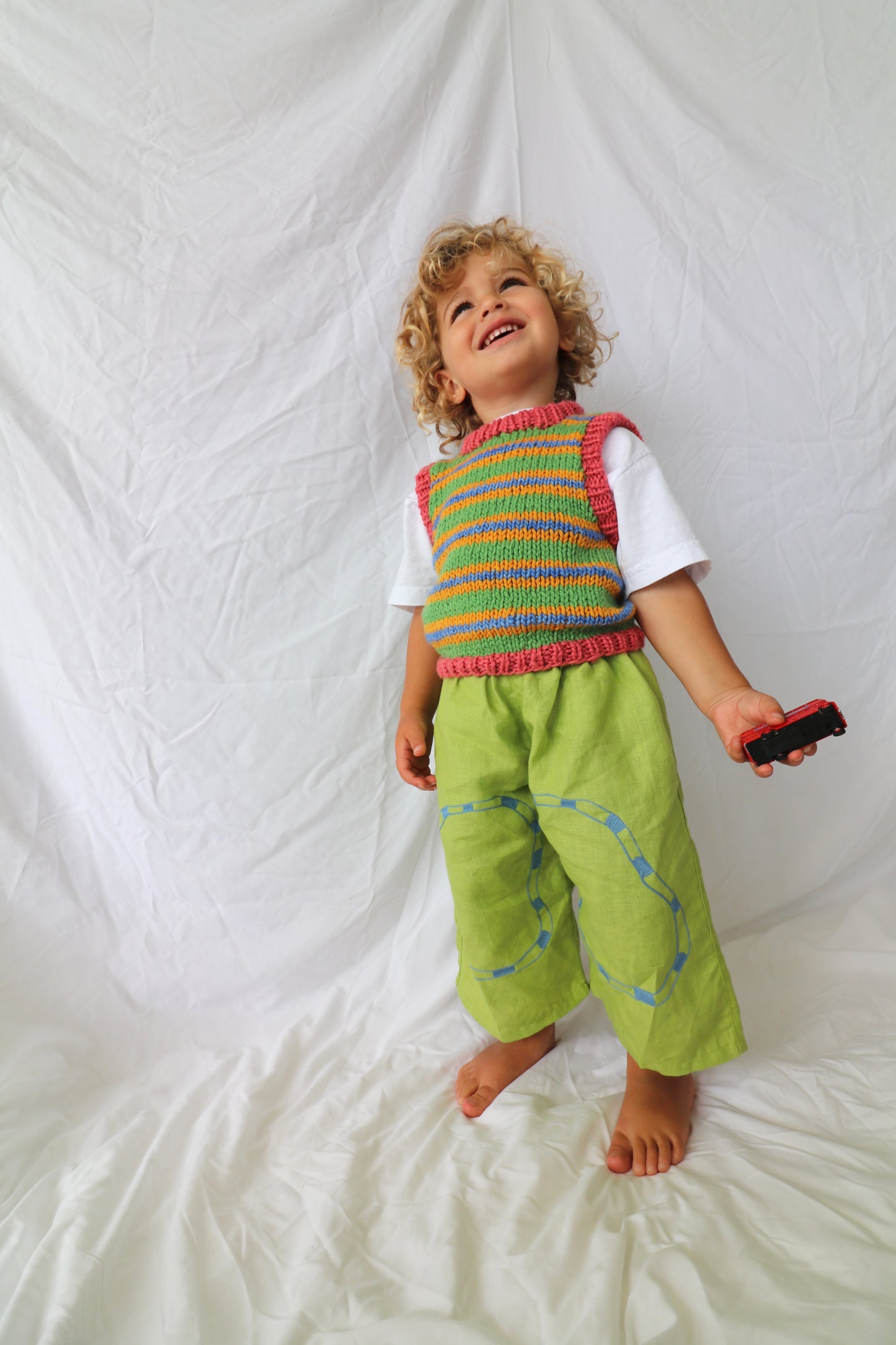 Striped Hand Knit Vest