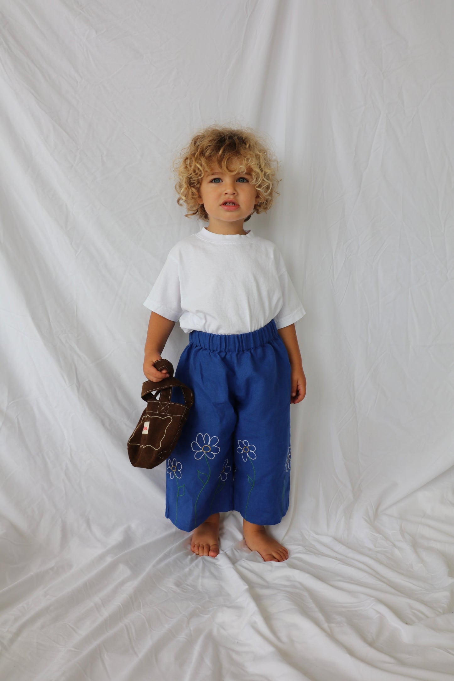 Blue Linen Flower Pant