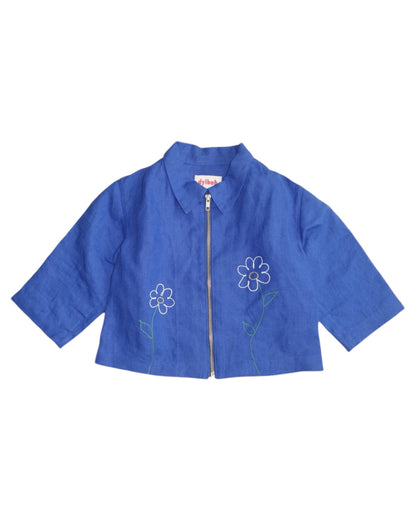 Blue Linen Flower Jacket