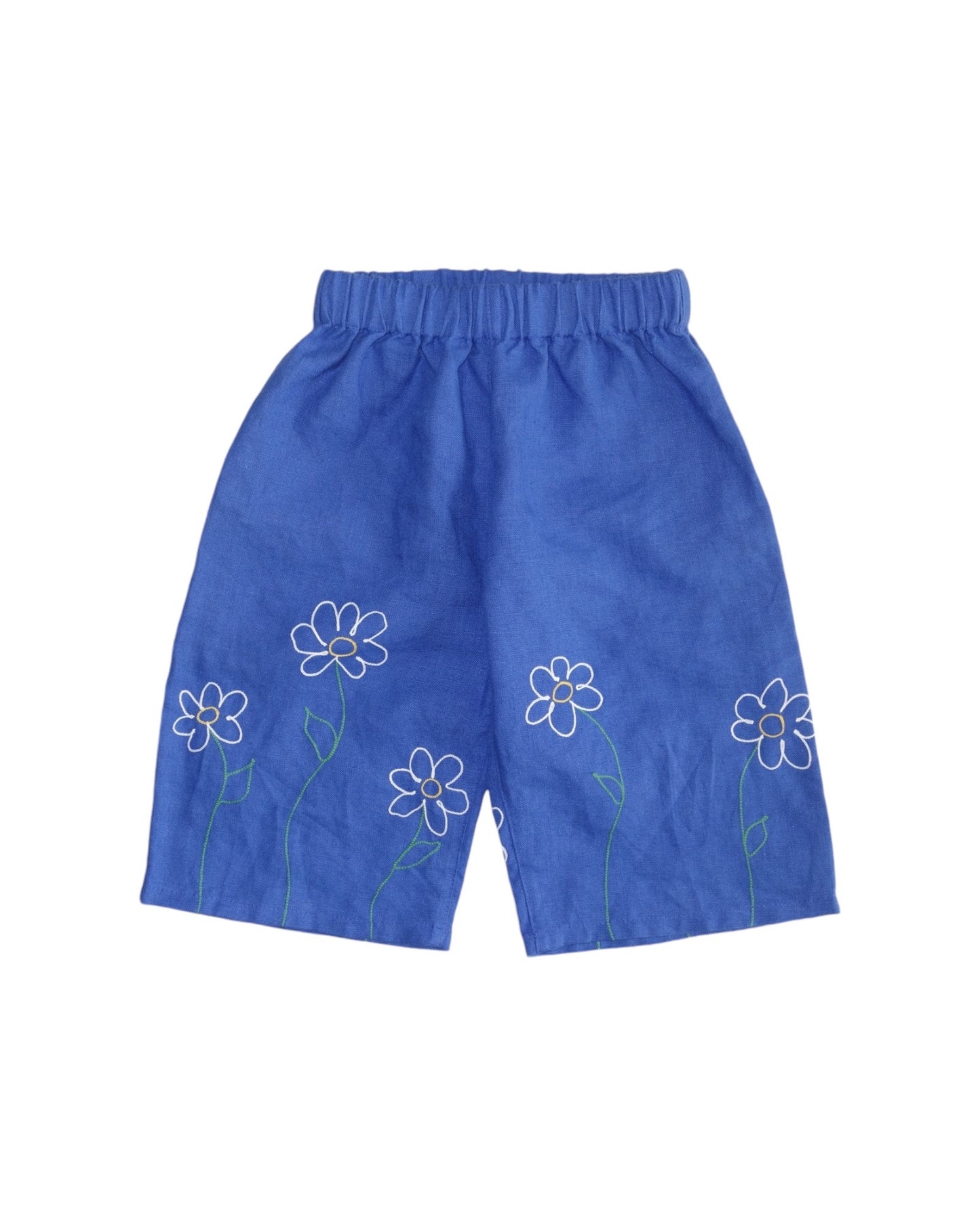 Blue Linen Flower Pant