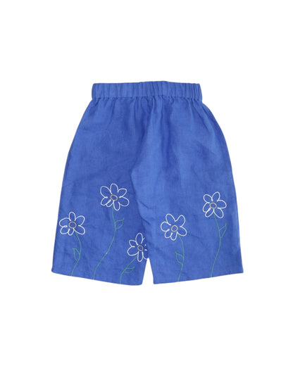 Blue Linen Flower Pant